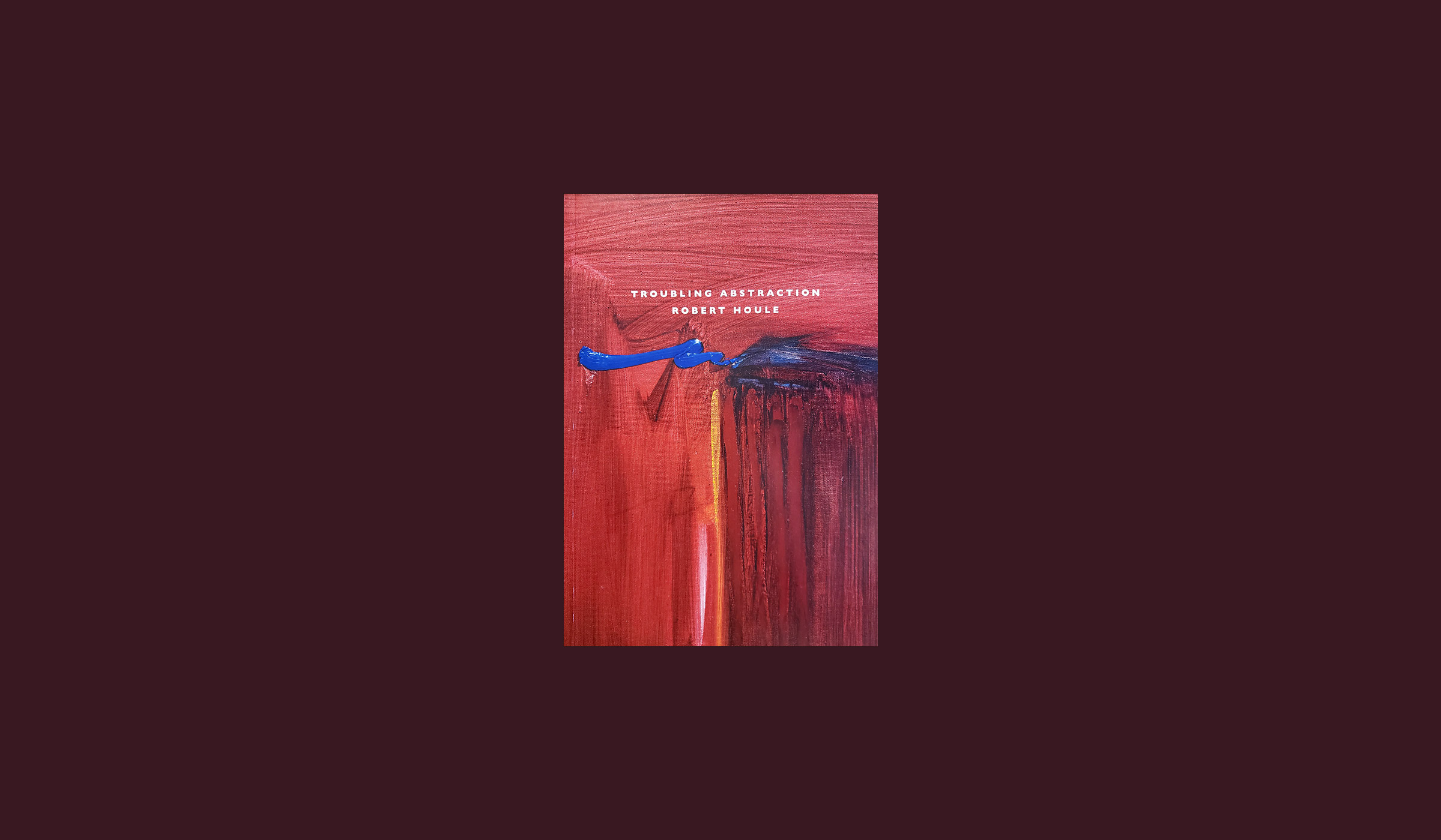 Book cover with image of abstract red and blue painting