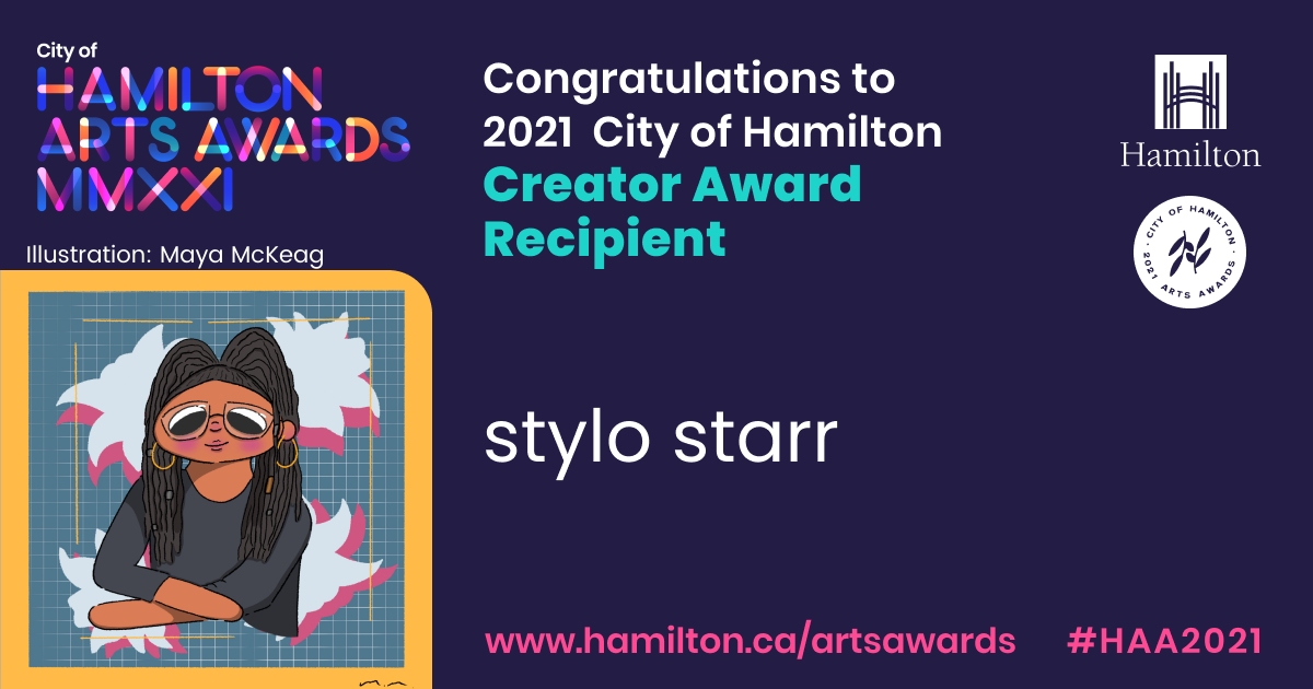 stylo starr a recipient of the Creator Award from the 2021 Hamilton Arts Awards