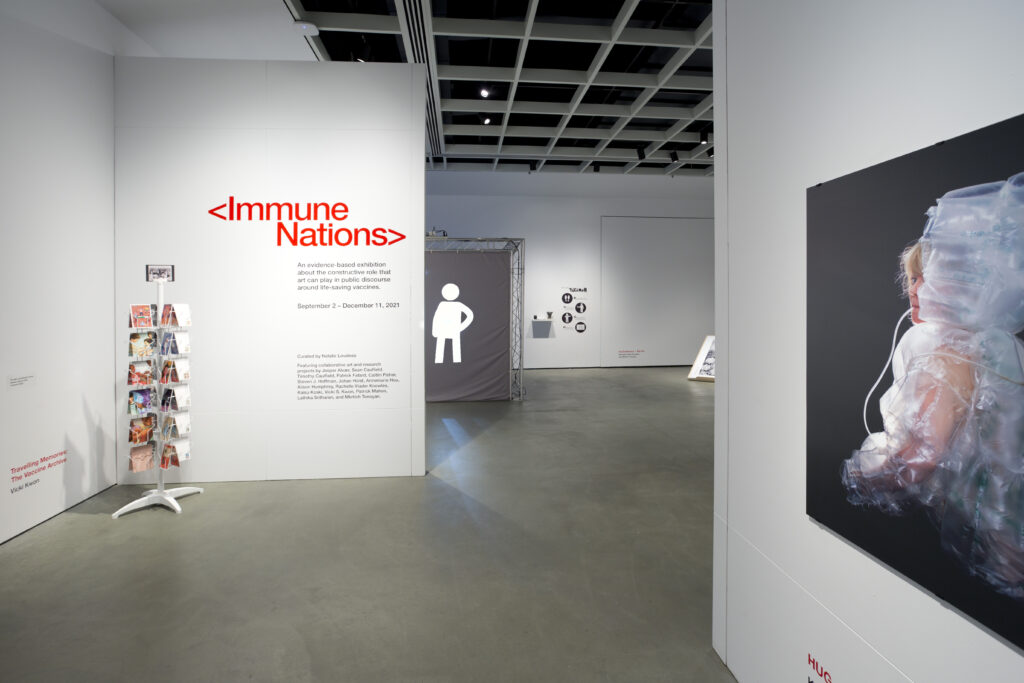 Exhibition view of entry to Immune Nations