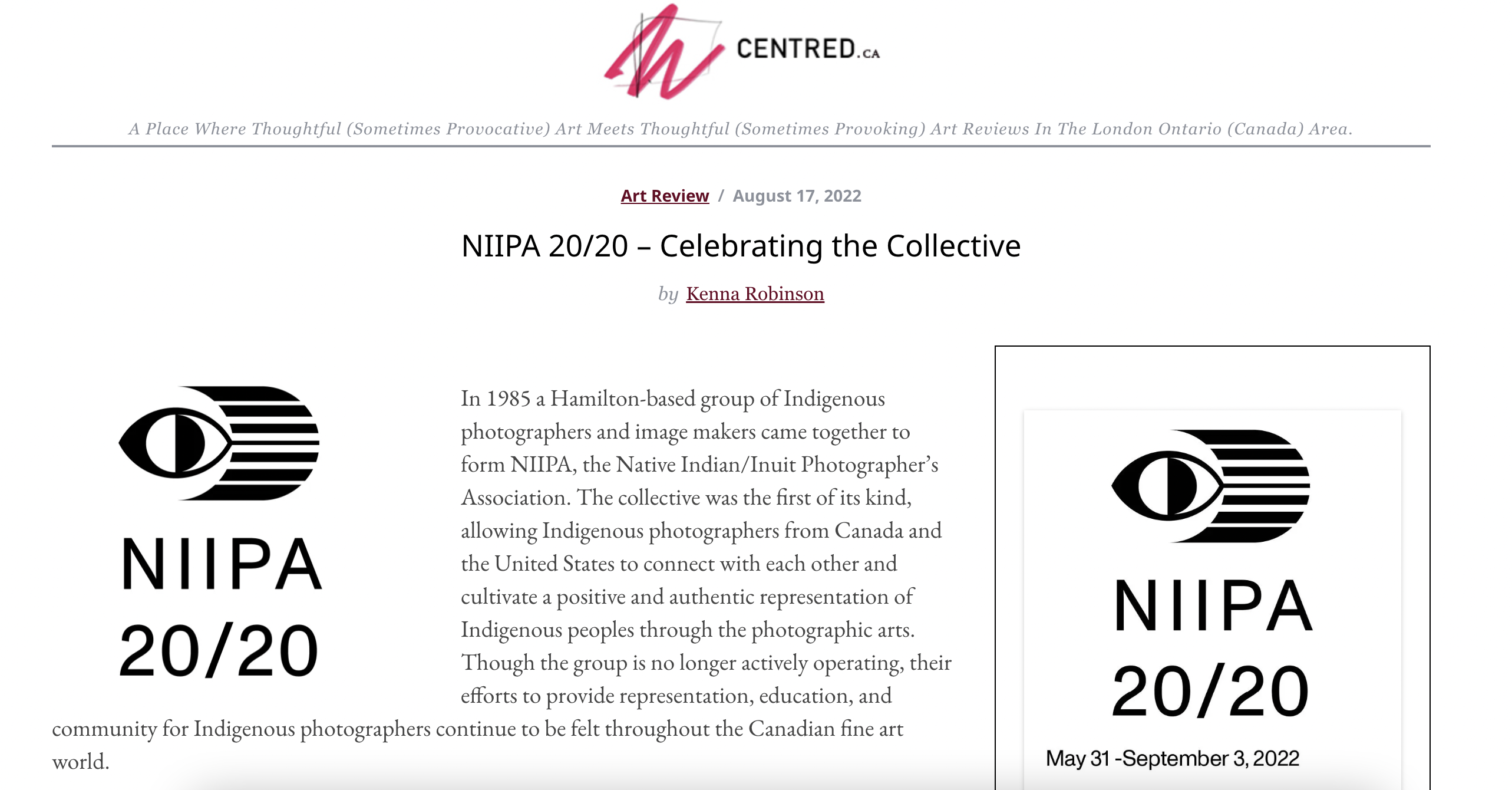 NIIPA 20/20 Reviewed in Centred.ca