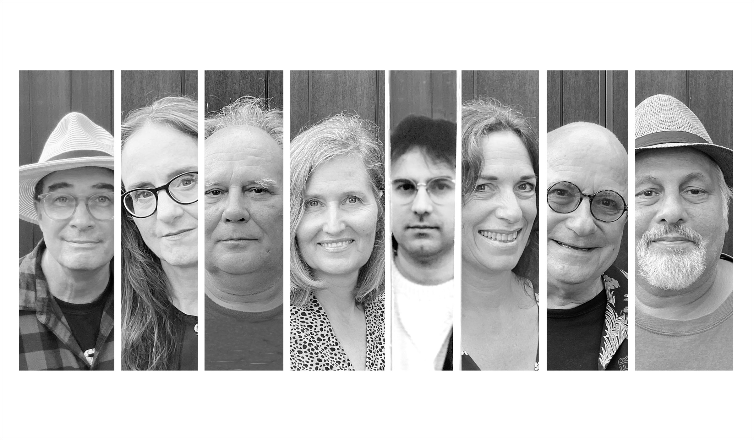 Black and white photo collage of the artist collective The Contemporaries